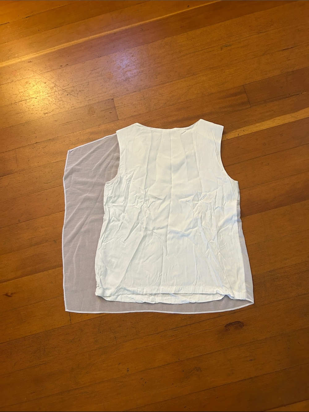 Cop.Copine Y2K sheer asymmetrical sleeveless white French euro whimsy top - Picture 4 of 6